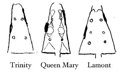 wear marks on the 3 medieval harps